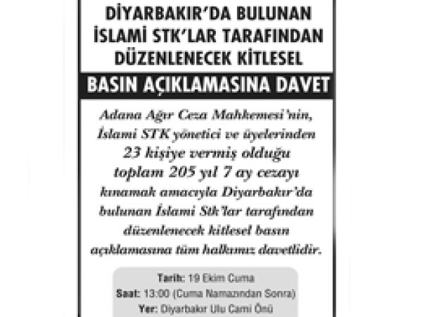 205 Yıllık Ceza, Kitlesel Basın Açıklamasıyla Kınanacak