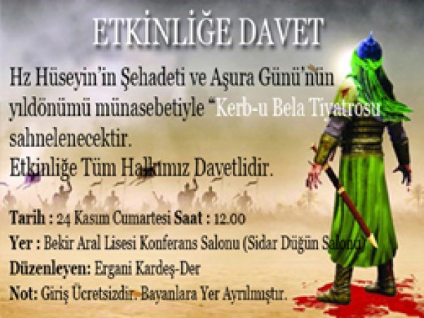 Ergani Kardeş-Der'den Kerbela Tiyatrosuna Davet