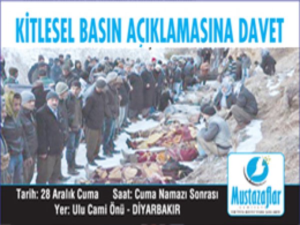 Diyarbakır'da Roboski Katliamını Kınamaya Davet