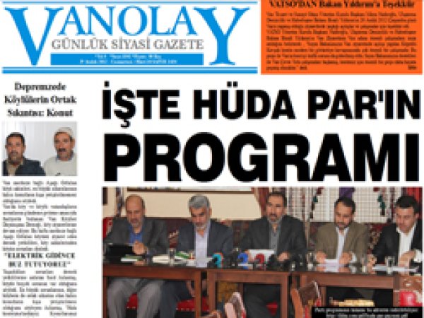 VANOLAY Gazetesi, Hüda Par Programını Manşette Verdi