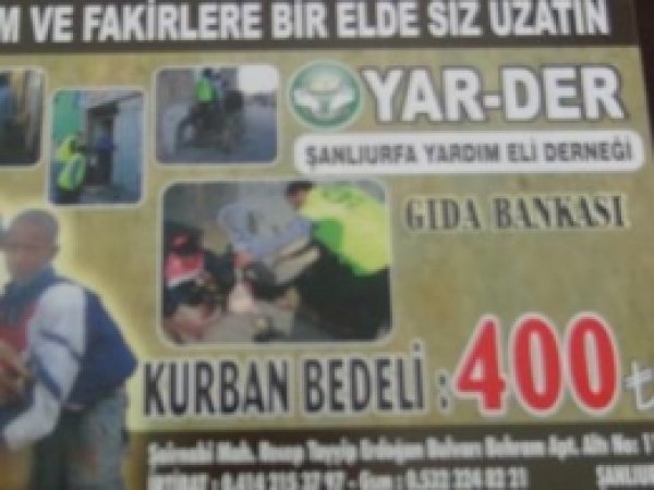 Şanlıurfa Yar-Der Kurban Bedelini Açıkladı
