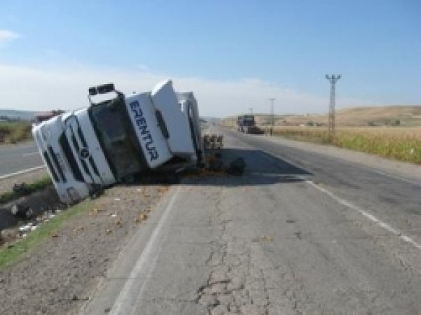 Mandalina Yüklü TIR Devrildi  