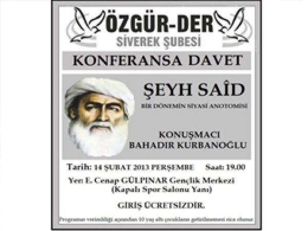Şeyh Said'i Anma Etkinliğine Davet
