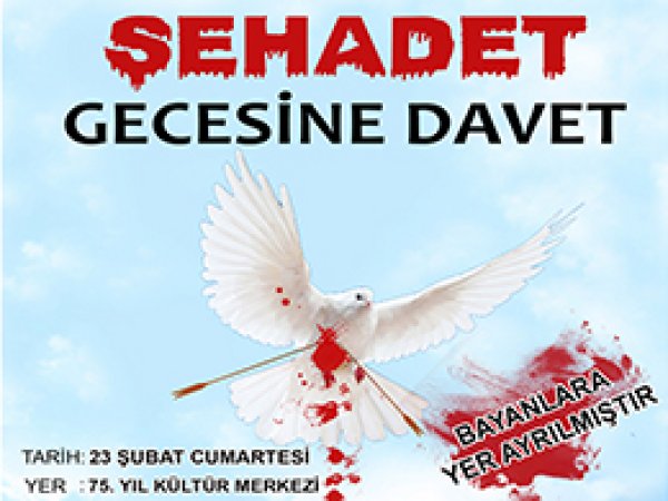 Tarsus'ta 'Şehadet Gecesi'ne Davet