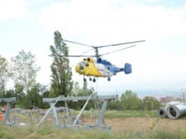 Bursa'da Havadan Teleferik Montajı Yapılıyor