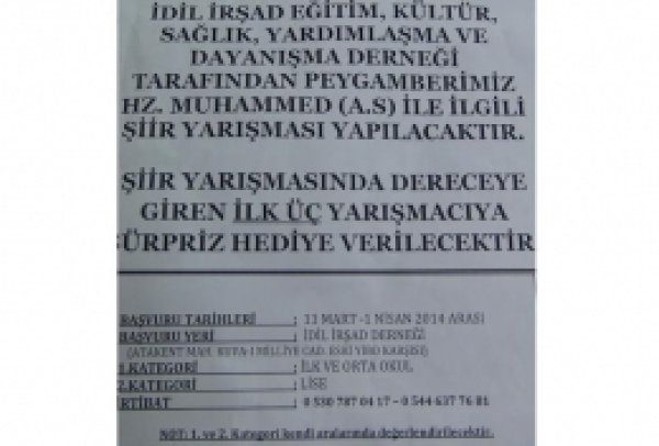 İdil İrşad Der'den Kutlu Doğum Şiir Yarışması 