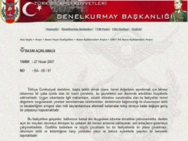 27 Nisan E-muhtırasının Anatomisi 
