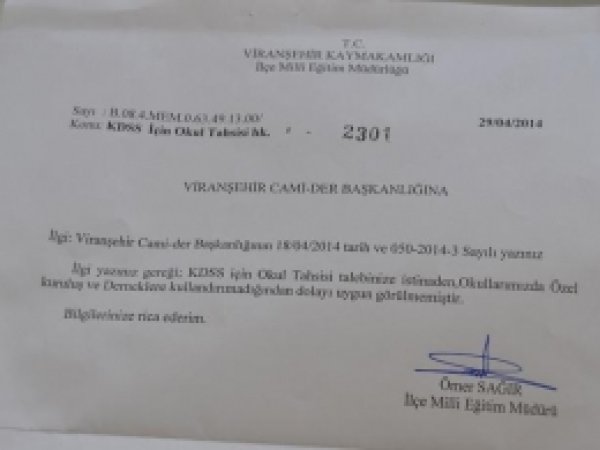 Viranşehir Milli Eğitim Müdürlüğü Siyer Sınavı İçin Yer Vermedi 