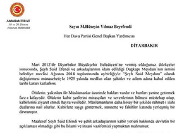 Şeyh Said'in Torunundan Tebrik Mesajı 