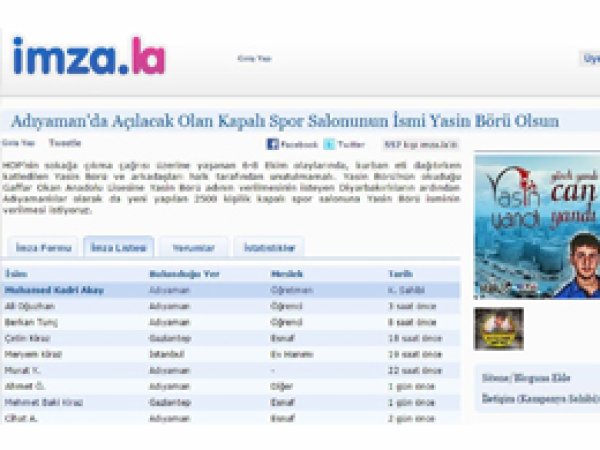 Spor salonuna Yasin Börü ismi için imza kampanyası