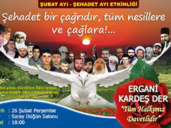 Ergani'de Şehitleri anma etkinliğine davet