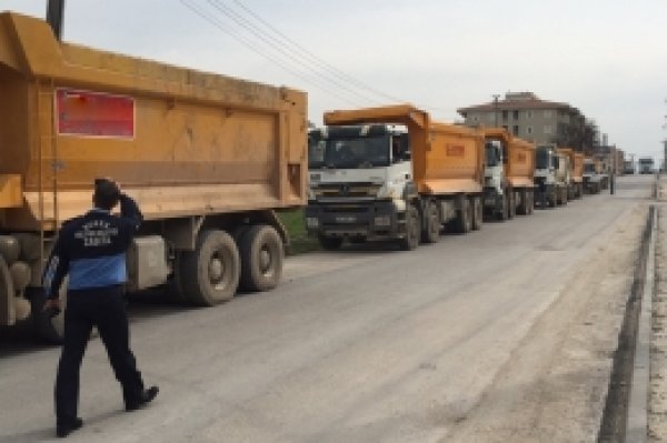 Bursa’da hafriyat kamyonlarına denetim