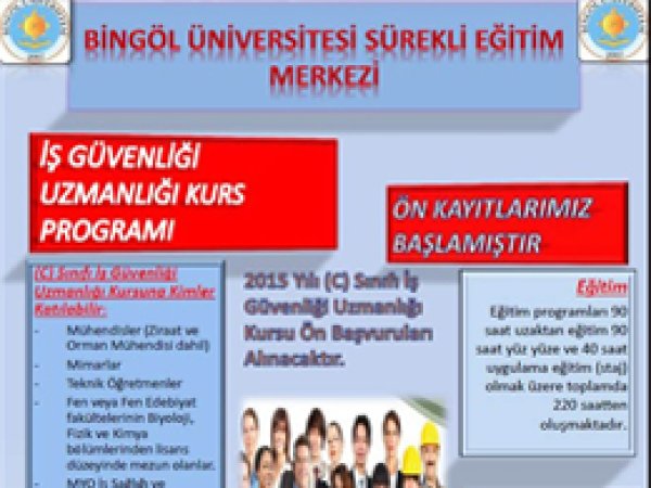Bingöl Üniversitesinden İş Güvenliği kursu