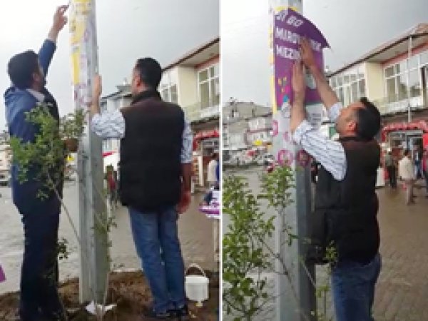 HDP'liler, HÜDA PAR'lılara saldırdı afileri söktü
