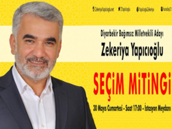 Yapıcıoğlu’nun seçim mitingi bugün yapılacak