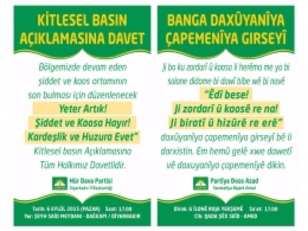 HÜDA PAR'dan kitlesel basın açıklamasına davet