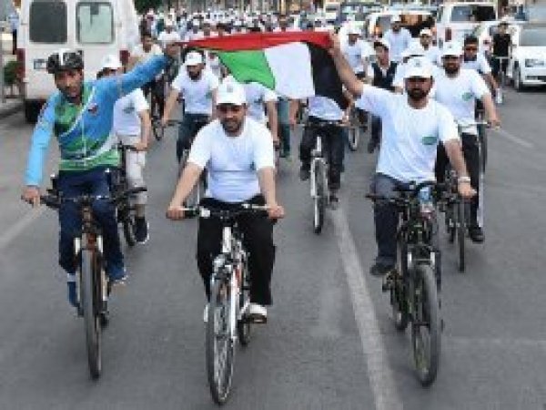 Diyarbakır'da Aksa için pedal çevirdiler