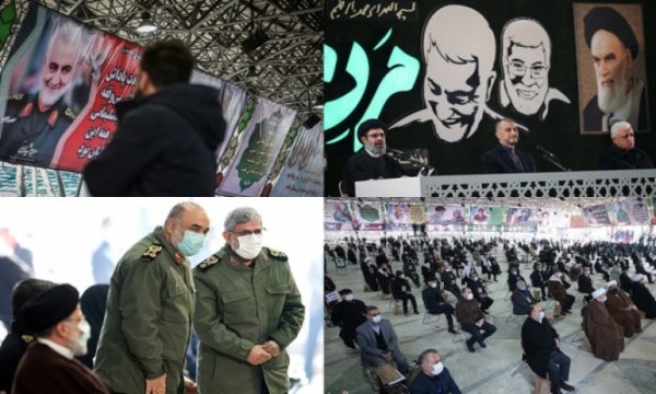 Kasım Süleymani ve El-Mühendis Tahran'da geniş katılımlı etkinlikle anıldı