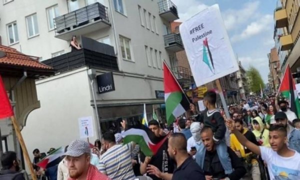 İsveç'te Filistinlilerle dayanışma mitingi