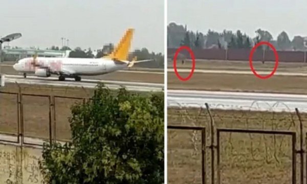 Havalimanı'nda bir grup, piste inen uçağın önüne çıktı! Çok sayıda gözaltı var