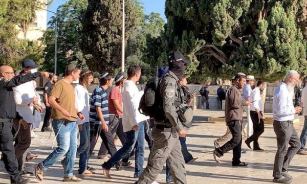 İsrail güçlerinin korumasındaki Yahudilerden Mescid-i Aksa'ya baskın