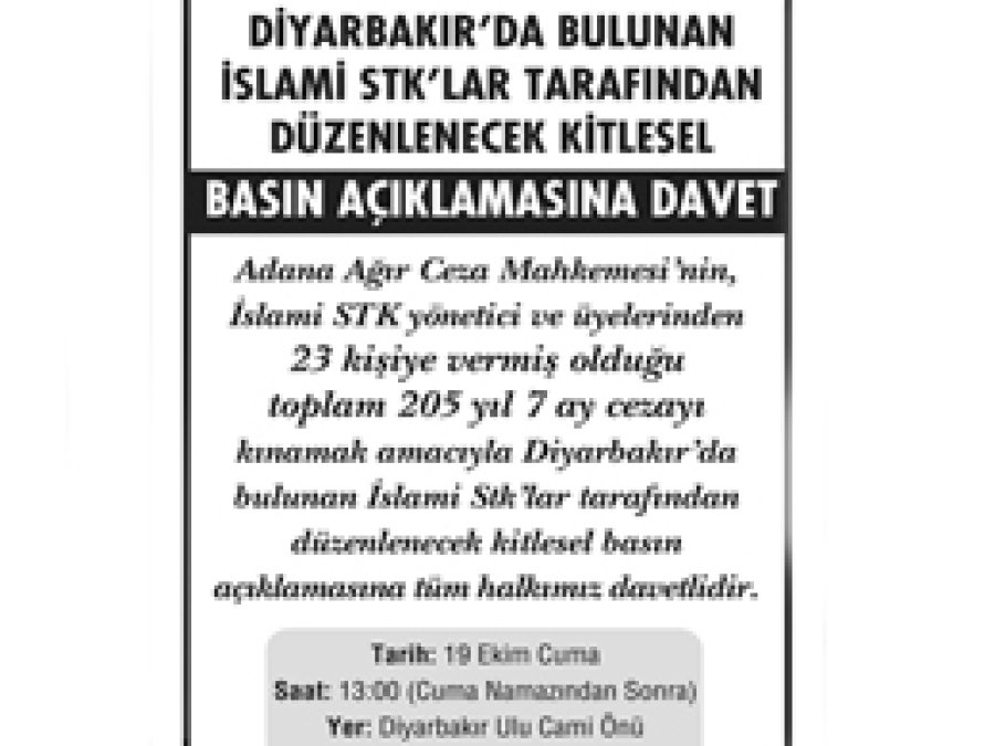 205 Yıllık Ceza, Kitlesel Basın Açıklamasıyla Kınanacak