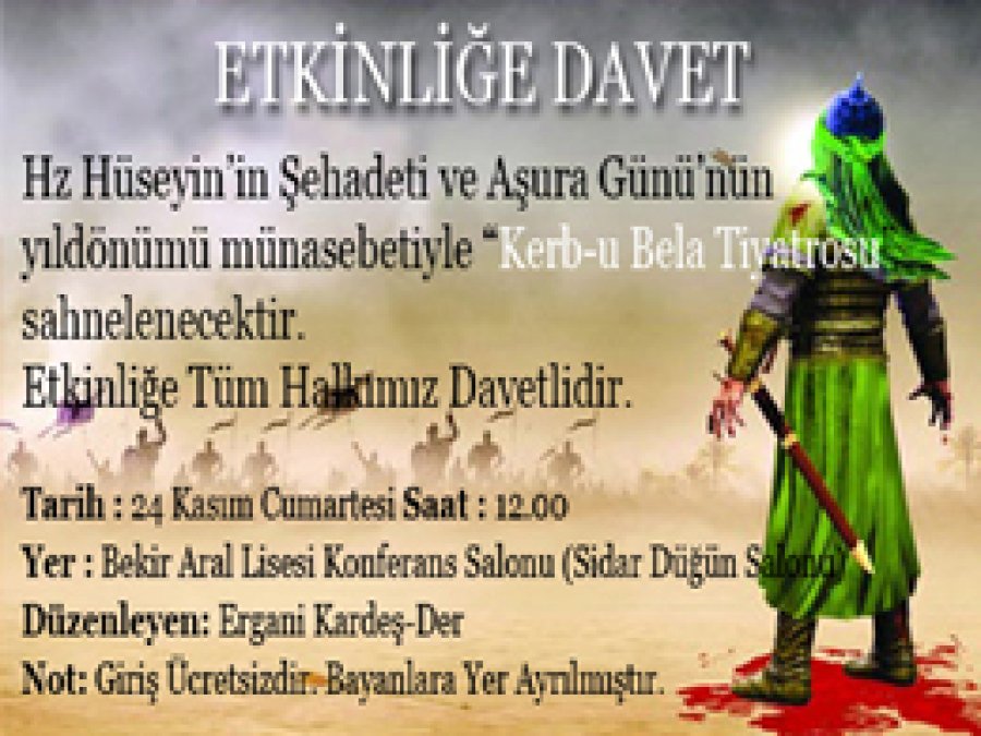 Ergani Kardeş-Der'den Kerbela Tiyatrosuna Davet