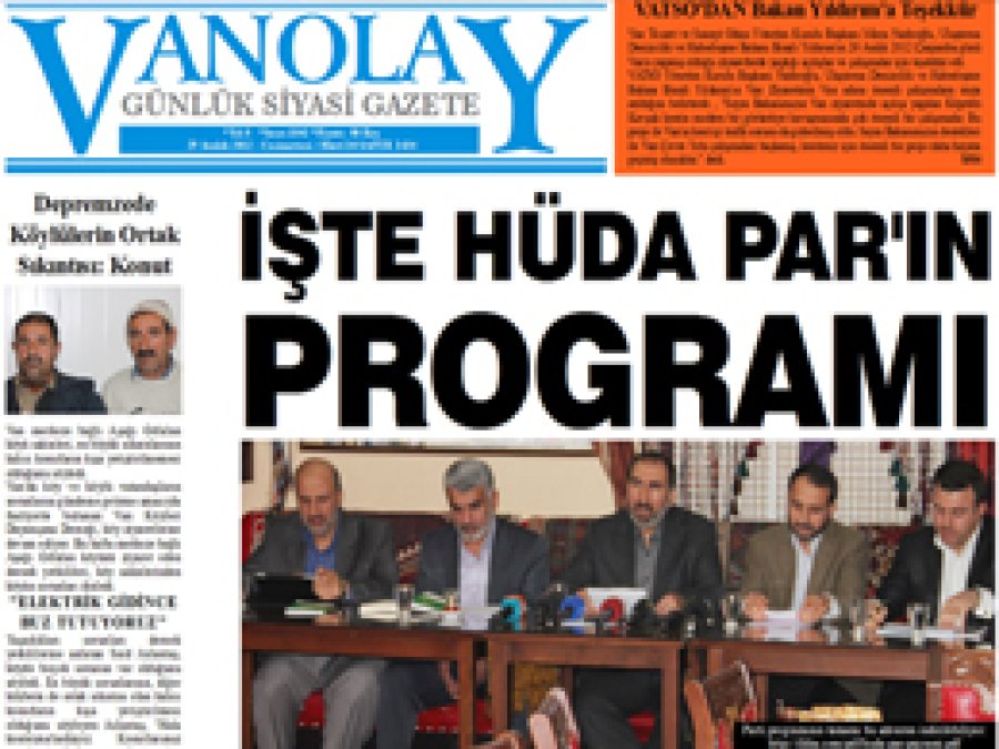 VANOLAY Gazetesi, Hüda Par Programını Manşette Verdi