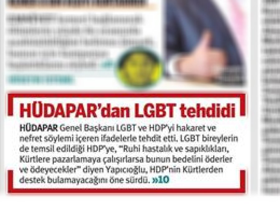 'HÜDA PAR'dan LGBT Tehdidi'