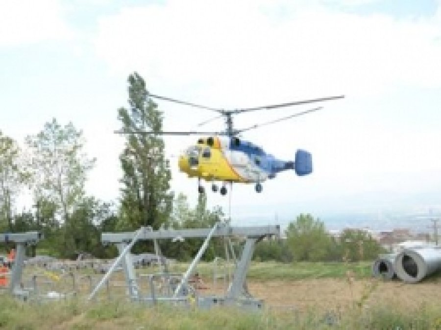 Bursa'da Havadan Teleferik Montajı Yapılıyor