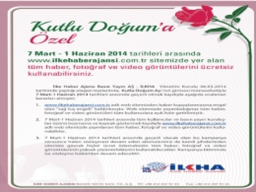 İLKHA Kutlu Doğum Süresince Şifresiz Yayın Yapacak