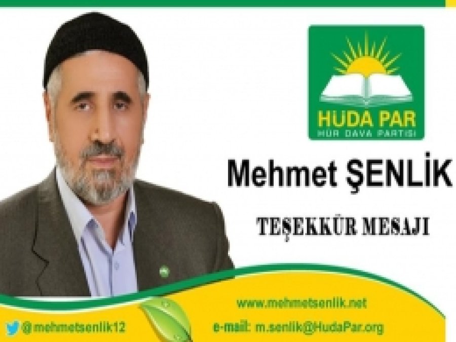 HÜDA PAR Bingöl Adayından Teşekkür Mesajı