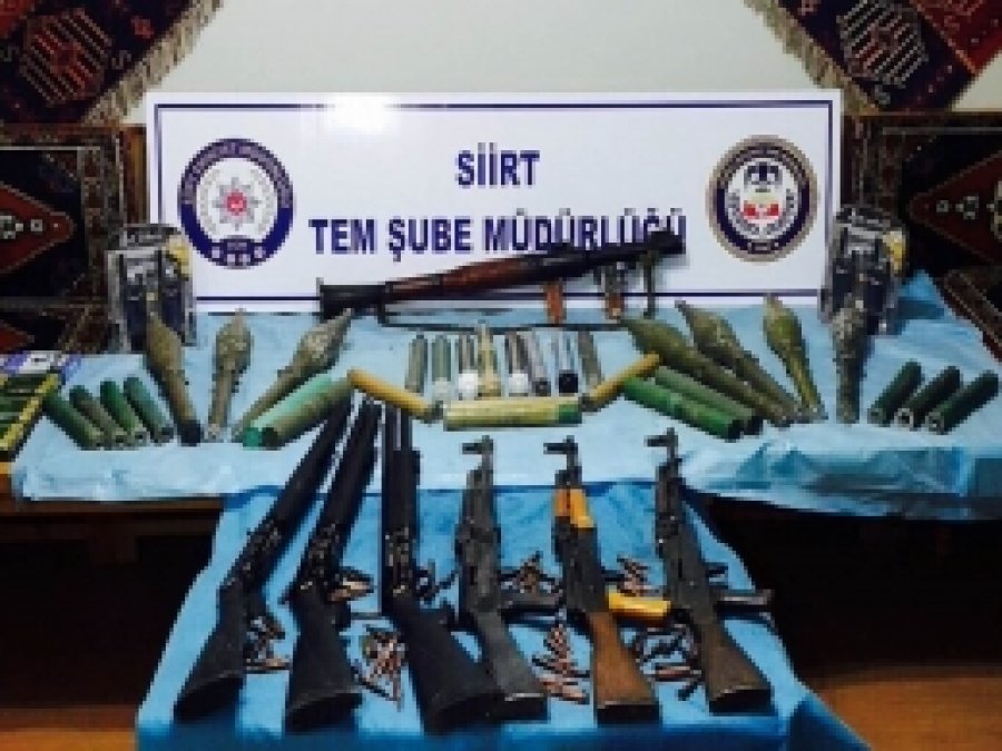Siirt'te fıstık bahçesinde silah ve mühimmat bulundu