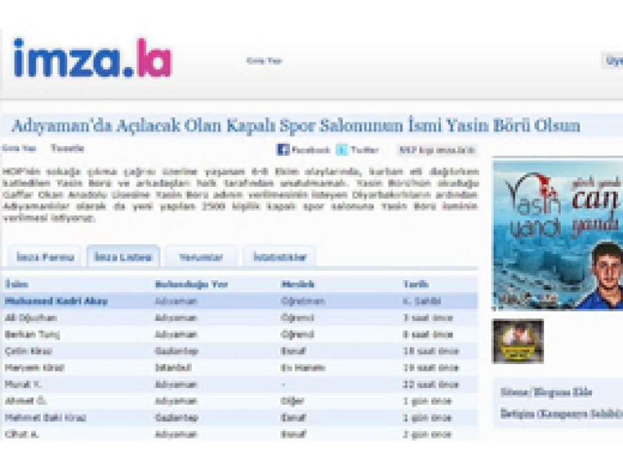 Spor salonuna Yasin Börü ismi için imza kampanyası