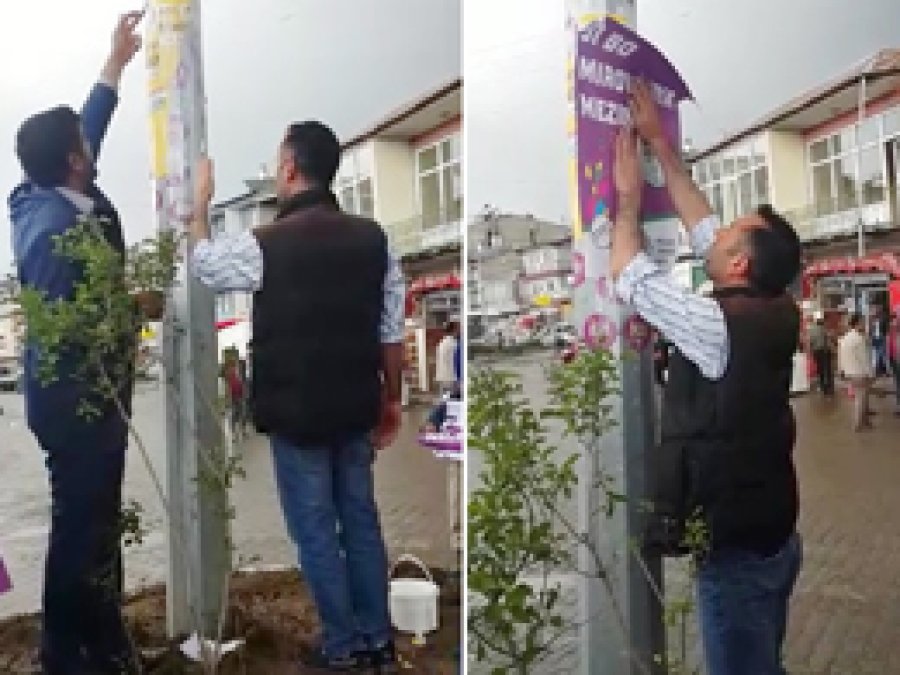 HDP'liler, HÜDA PAR'lılara saldırdı afileri söktü