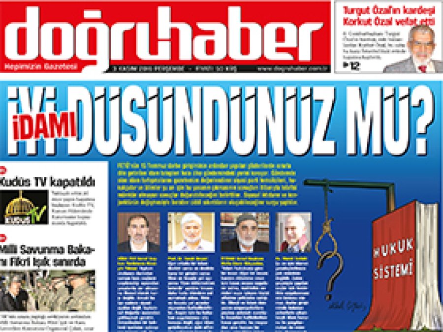 Doğruhaber'den 'İdamı' manşeti