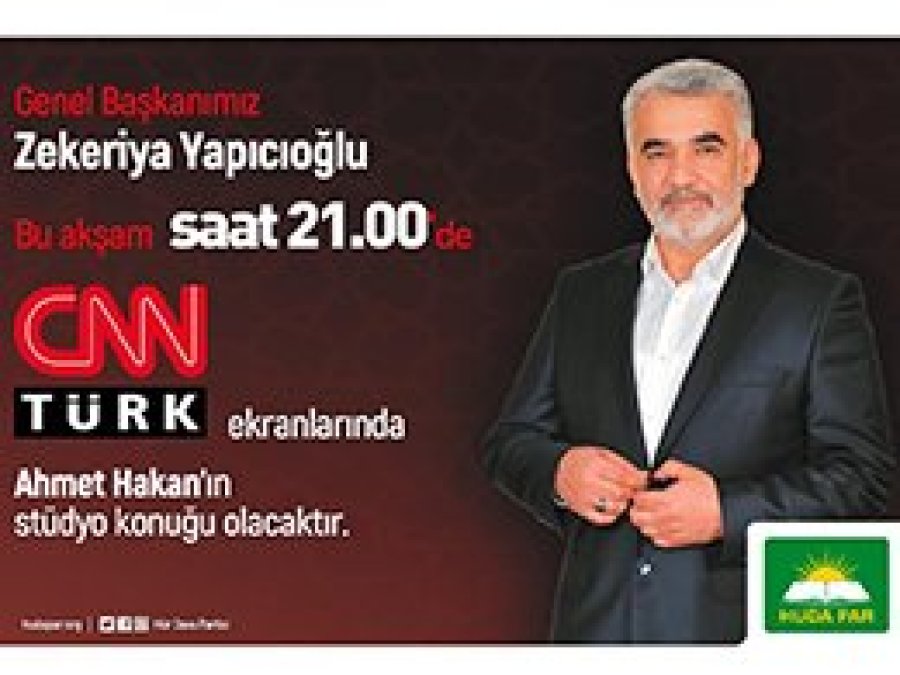 Yapıcıoğlu, CNN Türk'te Ahmet Hakan'ın sorularını yanıtlayacak