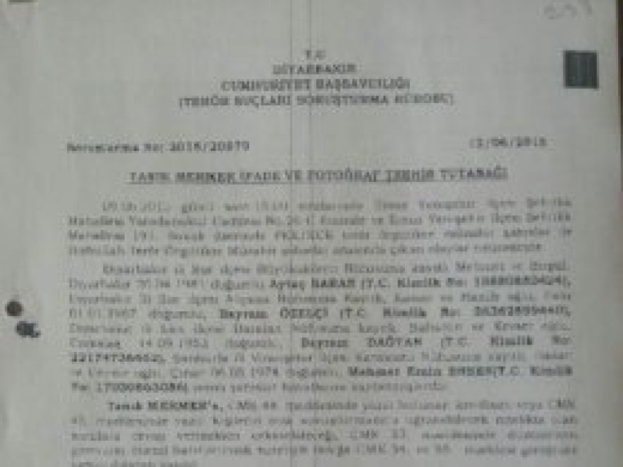 Li ser lêpirsîna Aytaç Baran tê girtin