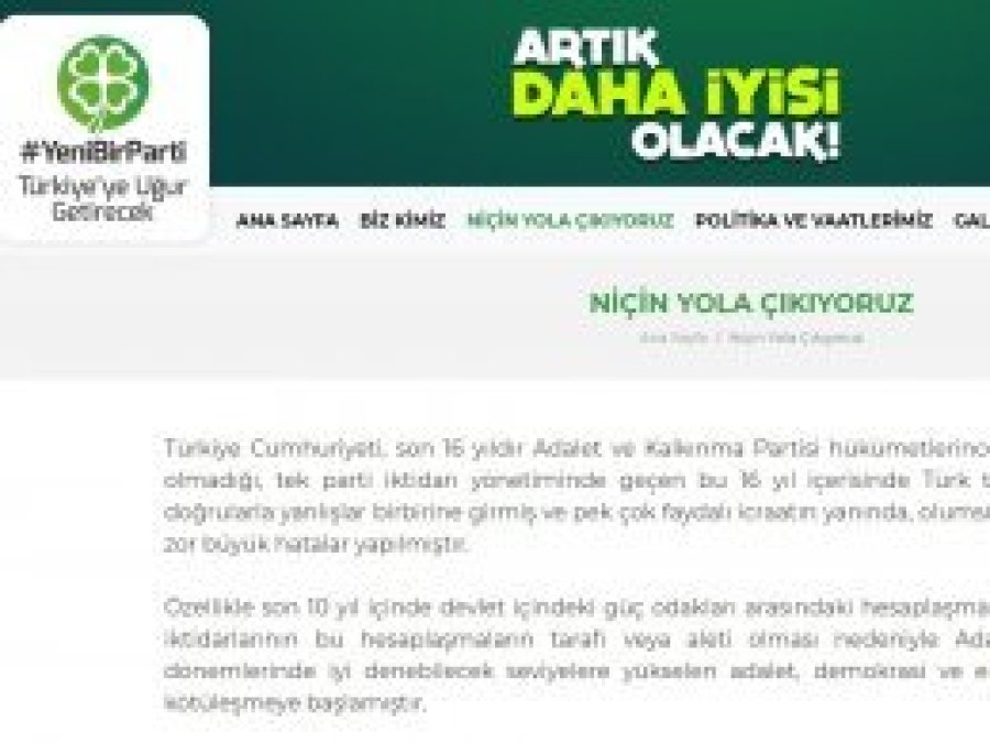 Merkez sağda kurulan Yeni Parti'nin internet sitesi hizmette