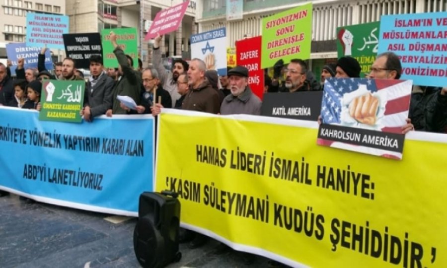 Ankara'da Şehit Kasım Süleymaniyi Anma ve ABD'yi Protesto Gösterisi Düzenlendi/FOTO